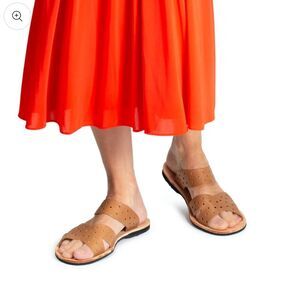 EMPTY PROVISIONS Mabel Leather Sandal - Light Brown Perforated